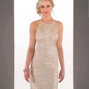 Sorella Vita Gold Halter Bridesmaid Dress